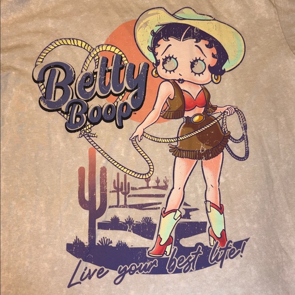 Betty Boop Beige Graphic T-Shirt - Picture 5 of 6